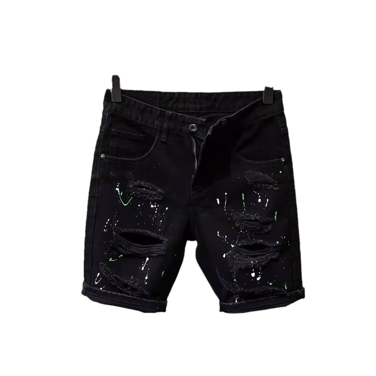 Men's Retro Washed Denim Shorts Summer Casual Loose Fit Mid Waist Vintage High Street Style Old Blue_viptrois.com