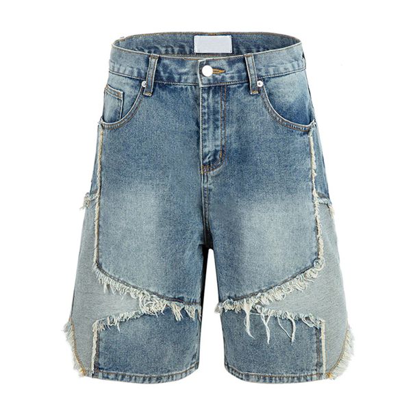 European And American Cross-border Popular For Men, With Five-pointed Star Patchwork, Loose Straight-leg Denim_viptrois.com