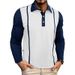 Nordmann Cross-Border Autumn Winter Clothing Color-Block Turn-Down Collar Long Sleeve Button Foreign Trade Men's Casual Polo Base_viptrois.com