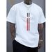 Camiseta Algodón Con Estampado Gráfico De París Hombres - Cuello Redondo Suave, Estilo Urbano Ligeramente Elástico,_viptrois.com