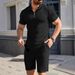 Men's Summer Short Sleeve Polo Shirt & Shorts Set - Breathable Casual Sports Outfit For Gym, Travel & Daily Wear_viptrois.com