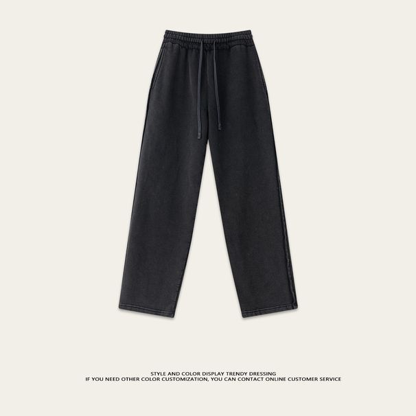 Men's Clothing Street Style Fashion Brand Retro Batik Distressed High Weight Straight Trousers Sweatpants Men_viptrois.com