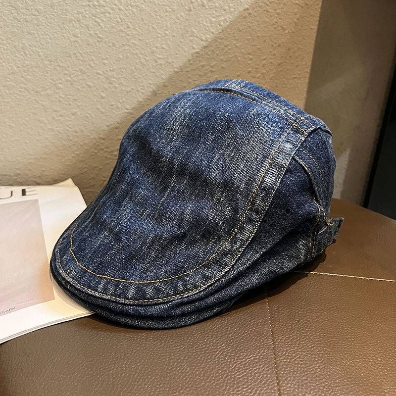 Women's Hats Internet Celebrity Retro Solid Color Denim Forward Hat Men And Women Classic Old Casual Versatile Vintage Painter Hat Trend_viptrois.com