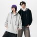 Reversible Plaid Hoodie – Korean Oversized Unisex Zip-Front With Dual Wear Options, Black & Grey Checkered_viptrois.com