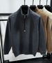 Men’s Waffle-Knit Fleece-Lined Zip-Up Half-Turtleneck Sweatshirt – Winter Thermal Long Sleeve Shirt With Mid-Neck Design, Breathable Layering Base_viptrois.com