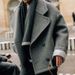 Men's Double-Breasted Wool-Blend Peacoat – Slim Fit Short Jacket For Urban Winter (White & Grey, S-Xxxl)_viptrois.com