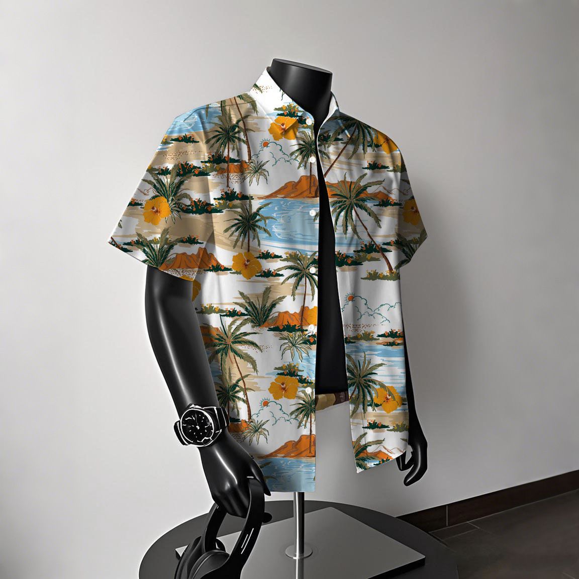 New 2026 Ice Silk Beach Flower Shirt Short Sleeve Men's Summer Beach Vacation Men's Clothing_viptrois.com