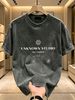 230g Washed Men T-Shirt UNKNOWN STUDIO Globe Letter Print Short Sleeve Crew Neck Casual Streetwear Top_viptrois.com