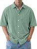 Men's Retro Corduroy Polo Shirt - Casual Loose Fit Turn Down Collar Short Sleeve Shirt For Spring & Autumn_viptrois.com