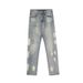 Men's Clothing Washed Old Tie Dyed Ripped Jeans Men's Loose Straight Casual Mopping Trousers_viptrois.com