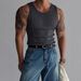 Men's Clothing Foreign Trade Summer Knitted Vertical Strip Fitness Sports Leisure Slim Vest Men's Sleeveless Wide Shoulder Vest Men_viptrois.com