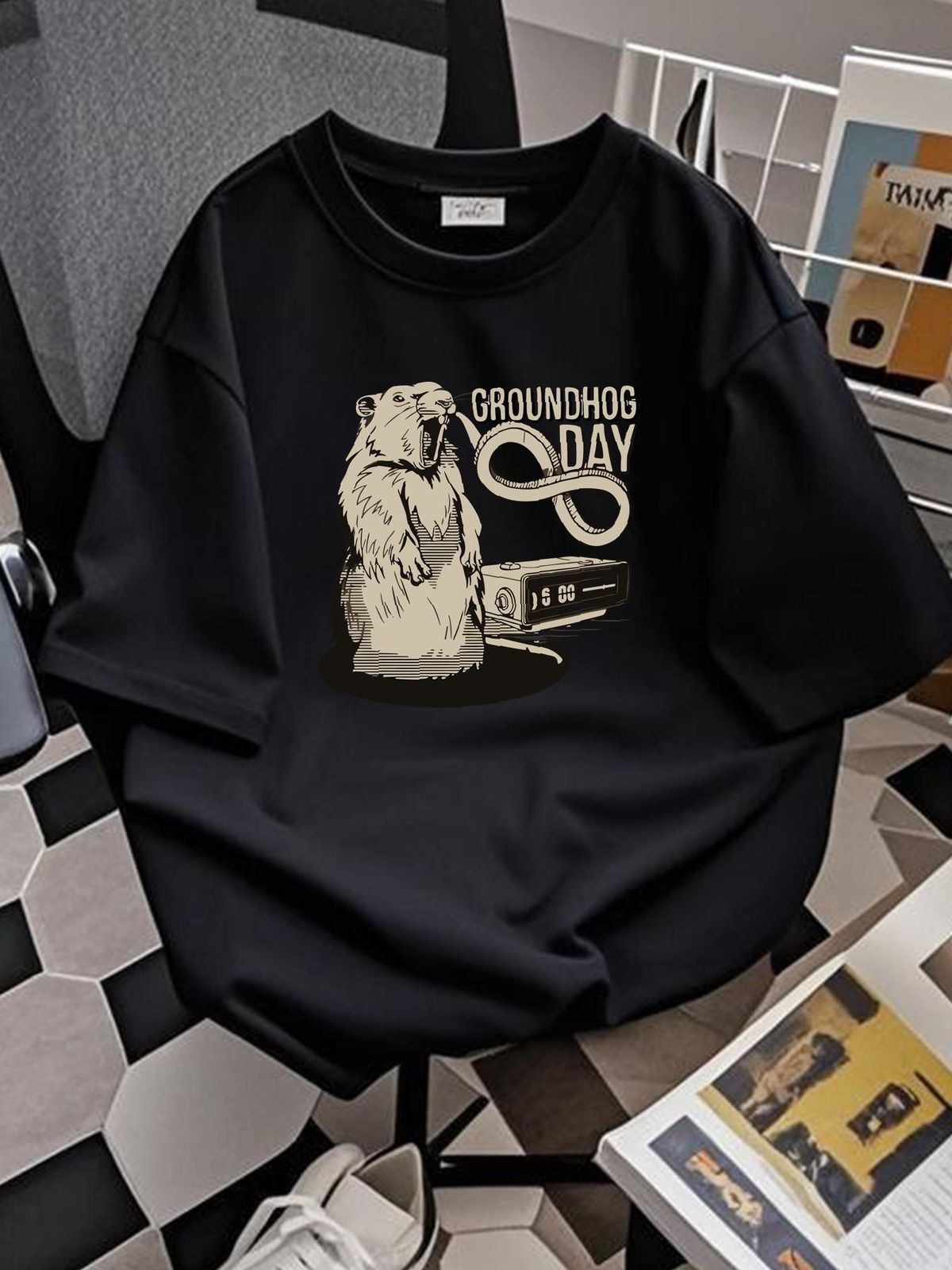 Groundhog Day Infinity Alarm Clock T-Shirt Slightly Unisex Streetwear Comfortable Stylish Versatile Summer Fashion Breathable_viptrois.com