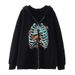 2022 Dark Skull Skeleton Unisex Hoodie Gothic Couple Harajuku Oversized Zipper Sweatshirt_viptrois.com