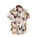 Men's Clothing Fashion Print Hawaiian Short Sleeve Lapel Cardigan_viptrois.com