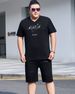 Men's Clothing Fat man plus size ice silk short-sleeved casual suit summer shorts fat man wear two-piece suit_viptrois.com