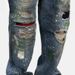 Vintage Distressed Jeans For Men & Women - Washed Denim Pants With Splatter Paint Design, Straight Leg, Stacked, Oversized Fit, Hip Hop Streetwear_viptrois.com