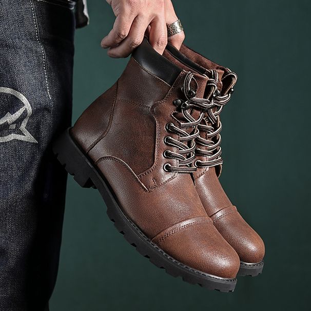 Autumn And Winter Men's Shoes: 2025 British Retro Leather Boots, Men's High-top Boots_viptrois.com