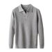 Men's Seagull Neckline Knit Sweater - 515g Heavyweight Crewneck Pullover With Scissor Collar, Stretchable & Machine Washable For Business Casual_viptrois.com