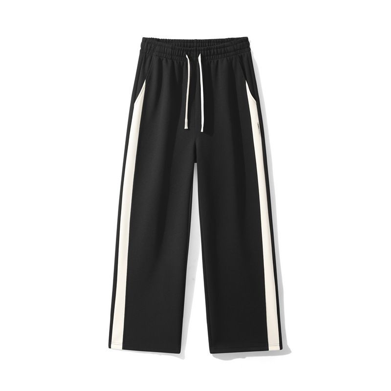 Men's Clothing Straight Leg Loose Fit High Street Style Comfortable Cotton Trousers For Spring Summer (Black, Light Gray, Beige, Navy Blue)_viptrois.com