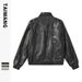 Men's Clothing Retro Lapel Leather Jacket Men's Autumn and Winter New Loose Casual Coat_viptrois.com