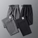 Men's Ice Silk Quick Drying Stain Resistant Casual Pants Summer Thin Loose Fitting Straight Leg Harem Cropped Polyester_viptrois.com
