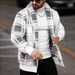 Men's Clothing Men's Checkered Fleece Cardigan Jacket - Autumn Winter Casual Outerwear With Ribbed Hem, Slim Fit Long Sleeve Coat For Street Style_viptrois.com