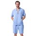 Men’s Clothing Summer New Men's Simple Casual Jacquard Short Sleeved Zipper Cardigan Jacket Shorts Suit_viptrois.com