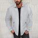 Men's Casual Winter Jacket With Multiple Zipper Pockets - Lightweight Polyester Pullover Coat In Solid Colors_viptrois.com