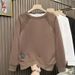 Men's Casual Long Sleeve Crewneck Sweatshirt - Relaxed Fit Plain Color Pullover Top For Spring & Fall (Brown/Black/White)_viptrois.com