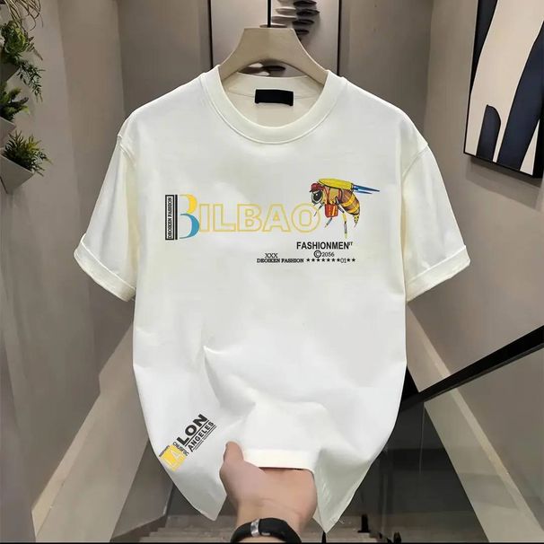 Men's Clothing Summer Short-sleeved Fashion Brand Full Print Bear Ribbon Loose Short-sleeved Couple T-shirt Trend B1DAD2122_viptrois.com