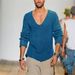Spring 2025 Fashion Knitwear Pullovers Men V-Neck Pure Color Long Sleeve Loose Sweater_viptrois.com
