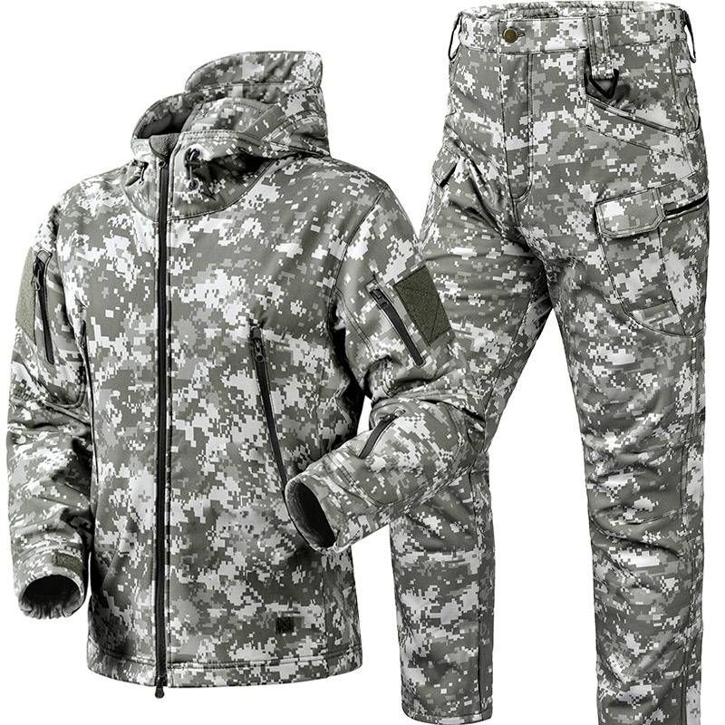 Ruin Russian Camouflage Shark Skin Windbreaker Set With Fleece Waterproof Tactical Set_viptrois.com