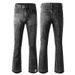 Men's Vintage Rock & Roll Flared Jeans With Rhinestone Embellishments & Patchwork Design - High Waisted Cotton Denim Pants For Urban Street Style_viptrois.com