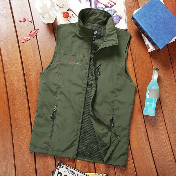 Men's Tactical Utility Vest – Multi-Pocket Photography & Outdoor Jacket With Quick-Dry Fabric (Khaki, Army Green_viptrois.com