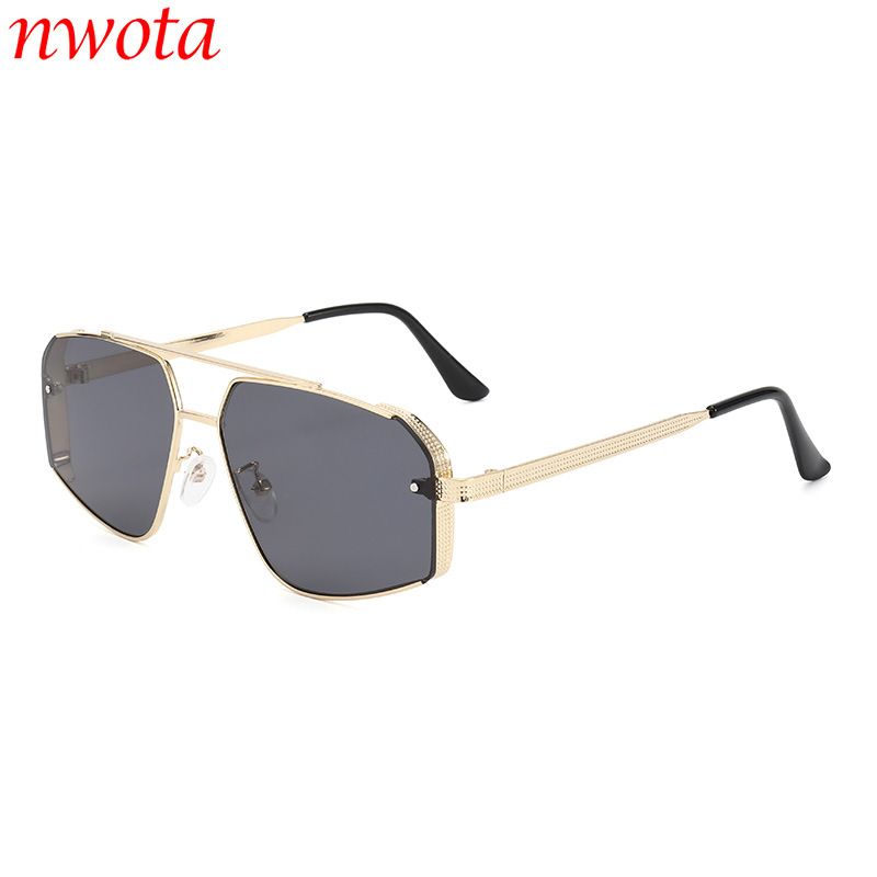New Large Square Frame Women's Sunglasses Retro Fashion Metal Men's Sunglasses SunglassesT1293_viptrois.com