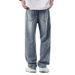 Lyocell Sky Jeans For Men Spring/Summer Thin, Loose, Straight, Large, Ice Silk Drop, Wide Legs, Long Pants Trendy_viptrois.com
