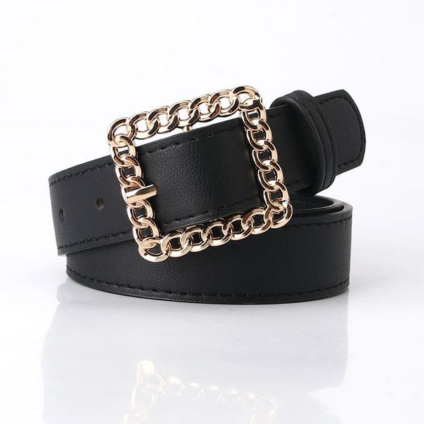 Women's Belt Hollow Square Buckle Women's Decorative Belt Elegant Simple Jeans Belt _viptrois.com