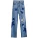 Girls Pants Autumn And Winter Outer Wear 2024 New Style Medium And Large Children's One Piece Plus Velvet Casual Straight Winter Children's Jeans_viptrois.com