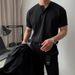 boy American Retro Heavyweight Short Sleeve T-Sh Men Polo Mature And Stable Tight Cuff Fitness Sports Tough Guy Henley_viptrois.com