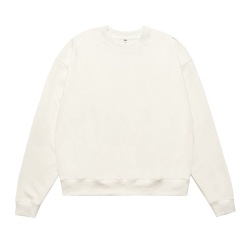 New Autumn Winter Fleece Lined Solid Color American Street Style Trendy Brand Crew Neck Unisex Sweatshirt_viptrois.com