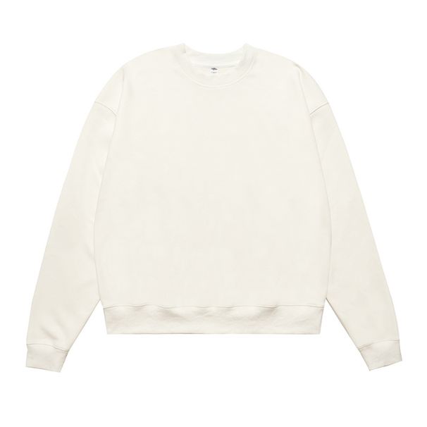 New Autumn Winter Fleece Lined Solid Color American Street Style Trendy Brand Crew Neck Unisex Sweatshirt_viptrois.com
