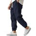 Men's Cotton-Linen Casual High-Quality Elastic Waist Straight-Leg Solid Color Comfortable Breathable Jogger Pants_viptrois.com