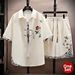 Men's Clothing Men's Ice Silk Tang Suit Set Short Sleeved Shirt Loose Fit Style Trendy For Formal & Casual Sports_viptrois.com