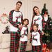 Christmas Family dress Christmas Family home dress plaid fawn print round neck pajamas set_viptrois.com