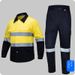 Men's Clothing Fluorescent Yellow Pure Cotton Reflective Work Clothes Shirt Lapel Breathable Mesh Custom Printed Embroidered Logo Labor Protection_viptrois.com