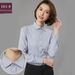 Women's Slim Fit V-Neck Professional Blouse, Long Sleeve Office Shirt For Interview & Business, White Formal Shirt For Work & Career_viptrois.com