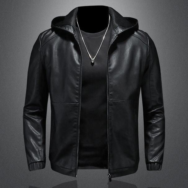 Men's Clothing Leather Jacket Men's Autumn And Winter New Casual Hooded Jacket Handsome Motorcycle Suit Black Slim Men's Jacket_viptrois.com