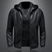 Men's Clothing Leather jacket men's autumn and winter new casual hooded jacket handsome motorcycle suit black slim men's jacket_viptrois.com