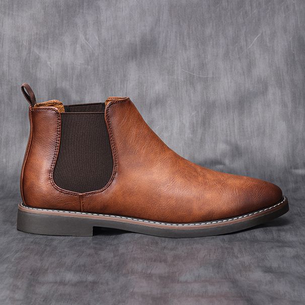 Men's Shoes Autumn New Men's Leather Shoes Slip On Leather Boots Distressed British Business Low Heeled Slip On Shoes Chelsea Boots For Men_viptrois.com