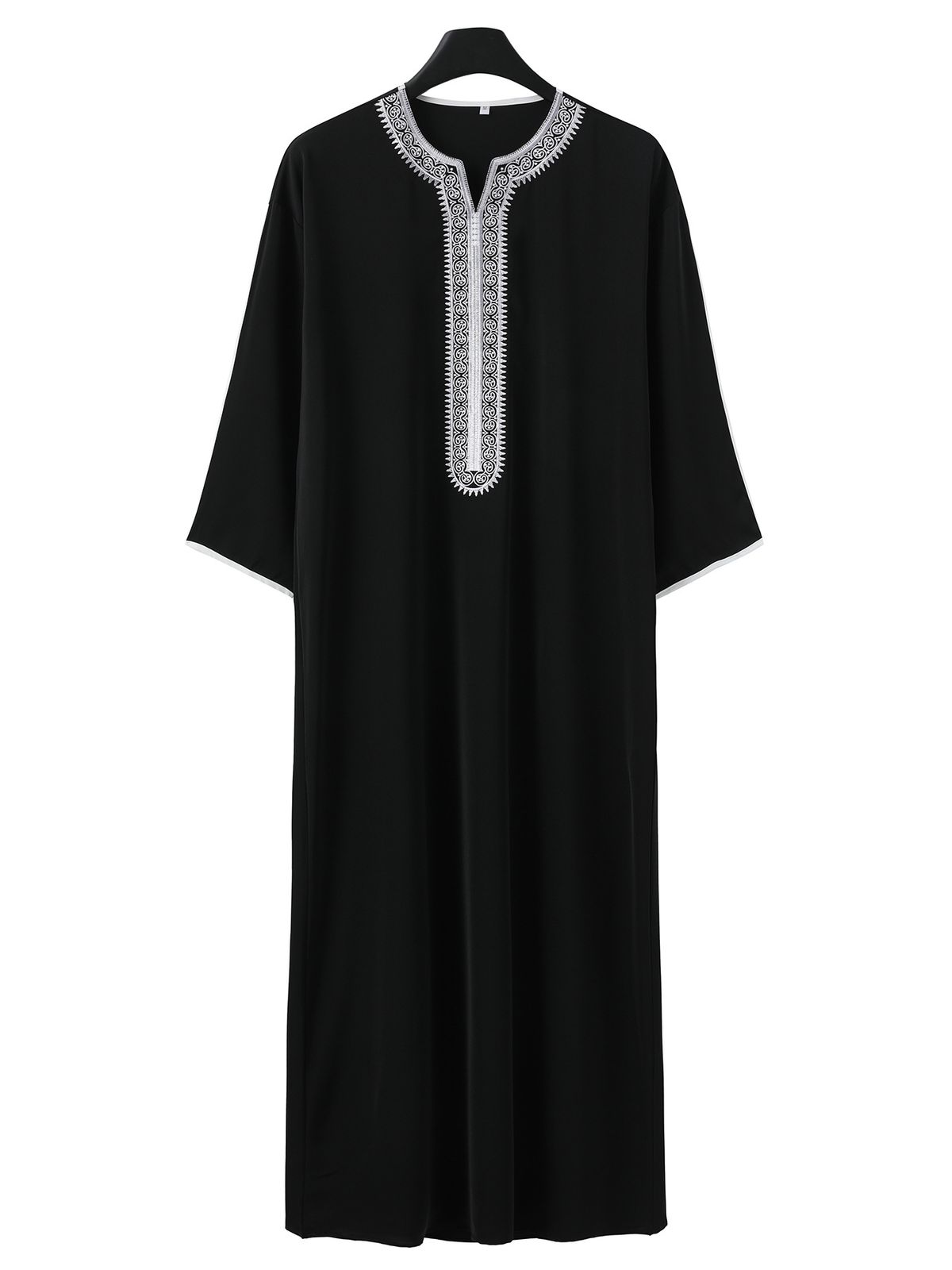 Men's Clothing Robe Mid Long Sleeve Embroidered Red Envelope Men's Muslim Robes_viptrois.com